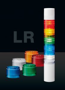 Die LED-Leuchten der neuen LR-Signaltürme von Patlite sind in verschiedenen Signalfarben erhältlich.