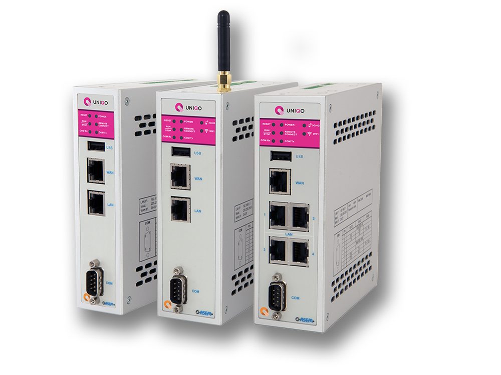  Die IIoT Gateways der RM-Serie sind in der Lage, Uniqo-Projekte auszuführen. Zusätzlich ist Ubiquity vorinstalliert, die Gesamtlösung für Fernwartung und Fernüberwachung. RM21- und RK22-Systeme verfügen über ein integriertes Modem, das RM22-System zusätzlich über einen 4-Port Ethernet-Switch.