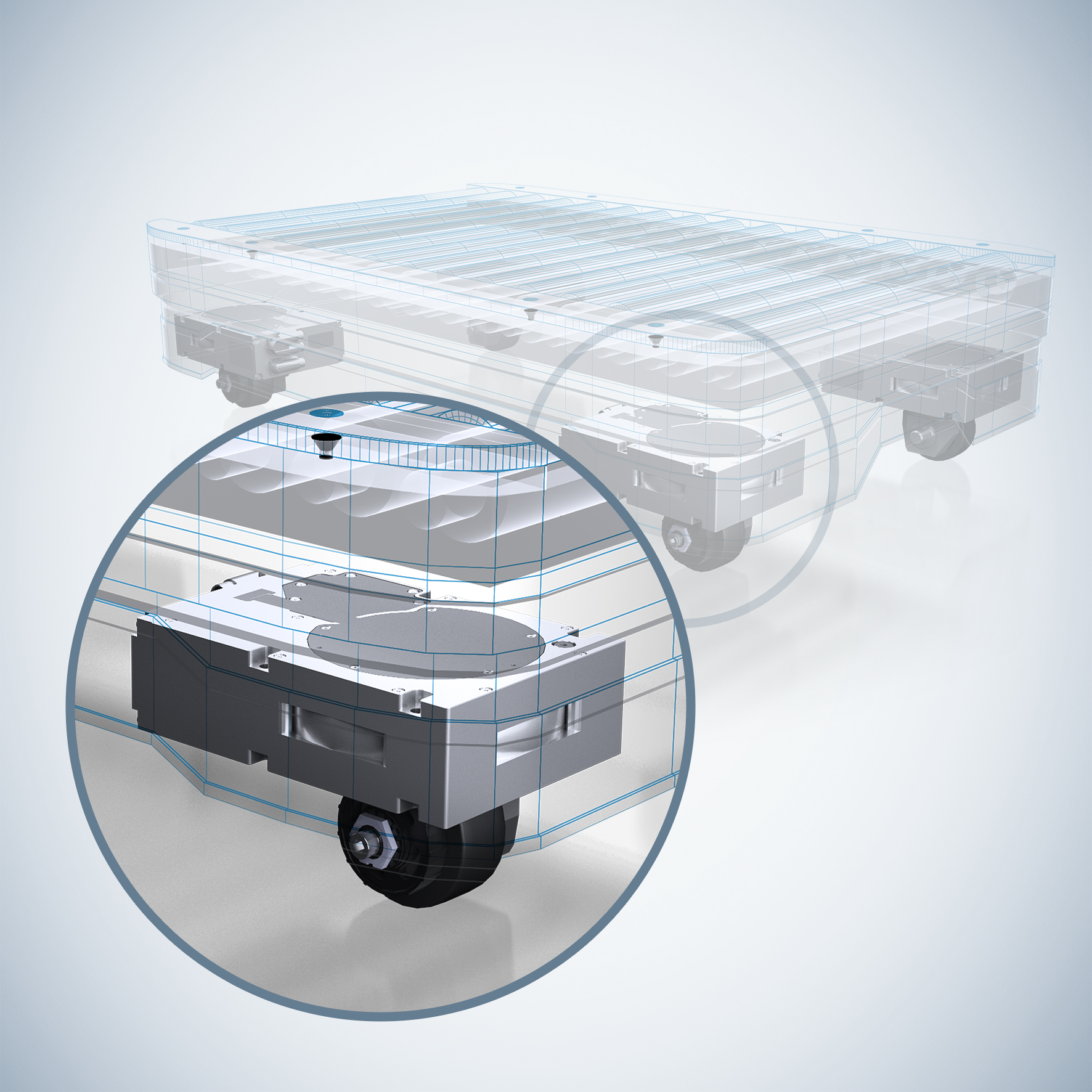 Omnidirektionale Fahr-Lenk-Systeme
für fahrerlose Transportfahrzeuge