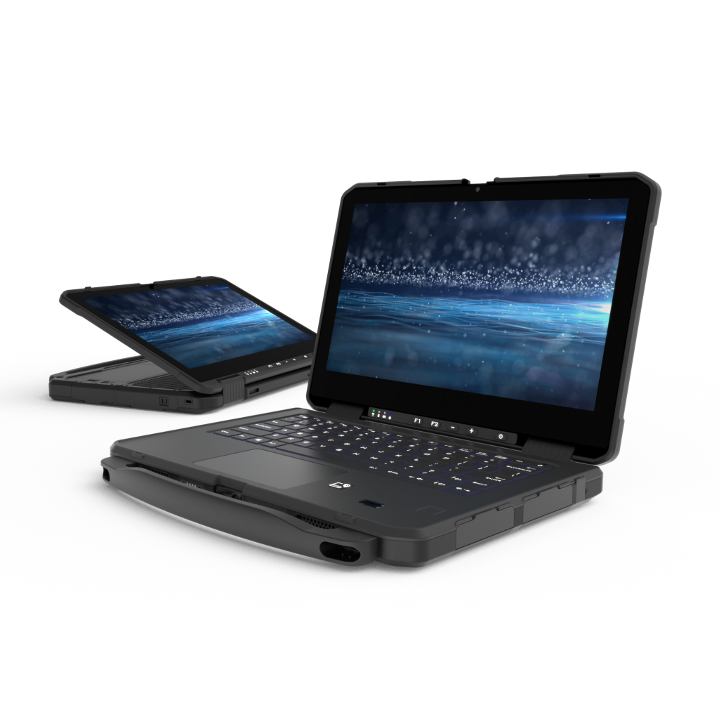 Mit seinem innovativen Flip-Design beschreitet der Heavy Duty Laptop neue Wege im Segment des Mobile Industrial Computing: Durch einfaches Schwenken des Displays um 360° wird aus dem Heavy Duty Laptop ein Rugged Industrial Tablet PC. Dabei wechselt der Ei