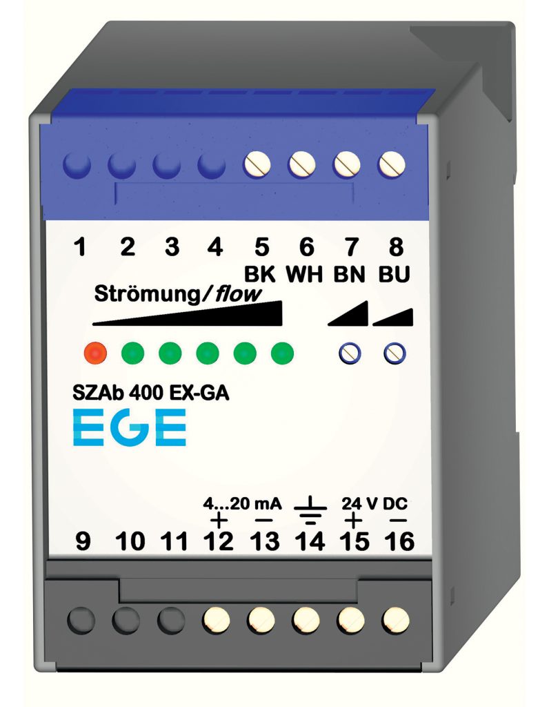Jetzt mit IECEx-Zulassung: Auswertegerät SZAb von EGE für 
ATEX-zertifizierte Strömungswächter-Serien ST und STS 