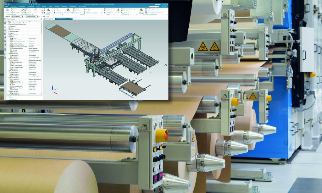  Mit dem Mechatronics Concept Designer (MCD) lassen sich die komplexen Druck- und Pressenanlagen von Hymmen inklusive Automatisierungstechnik simulieren.
