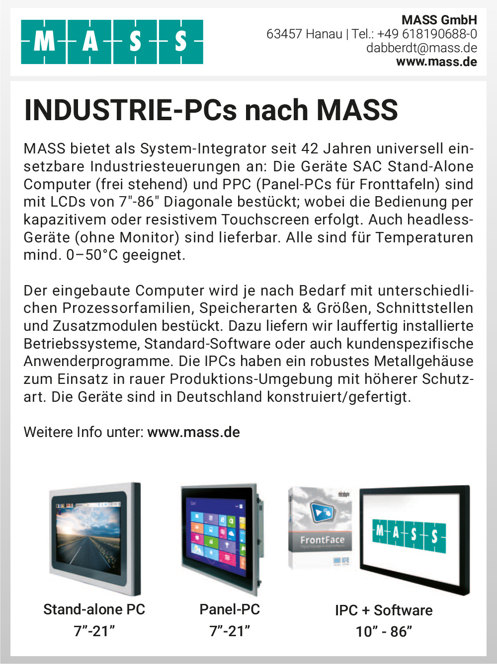 Produktübersicht – MASS GmbH