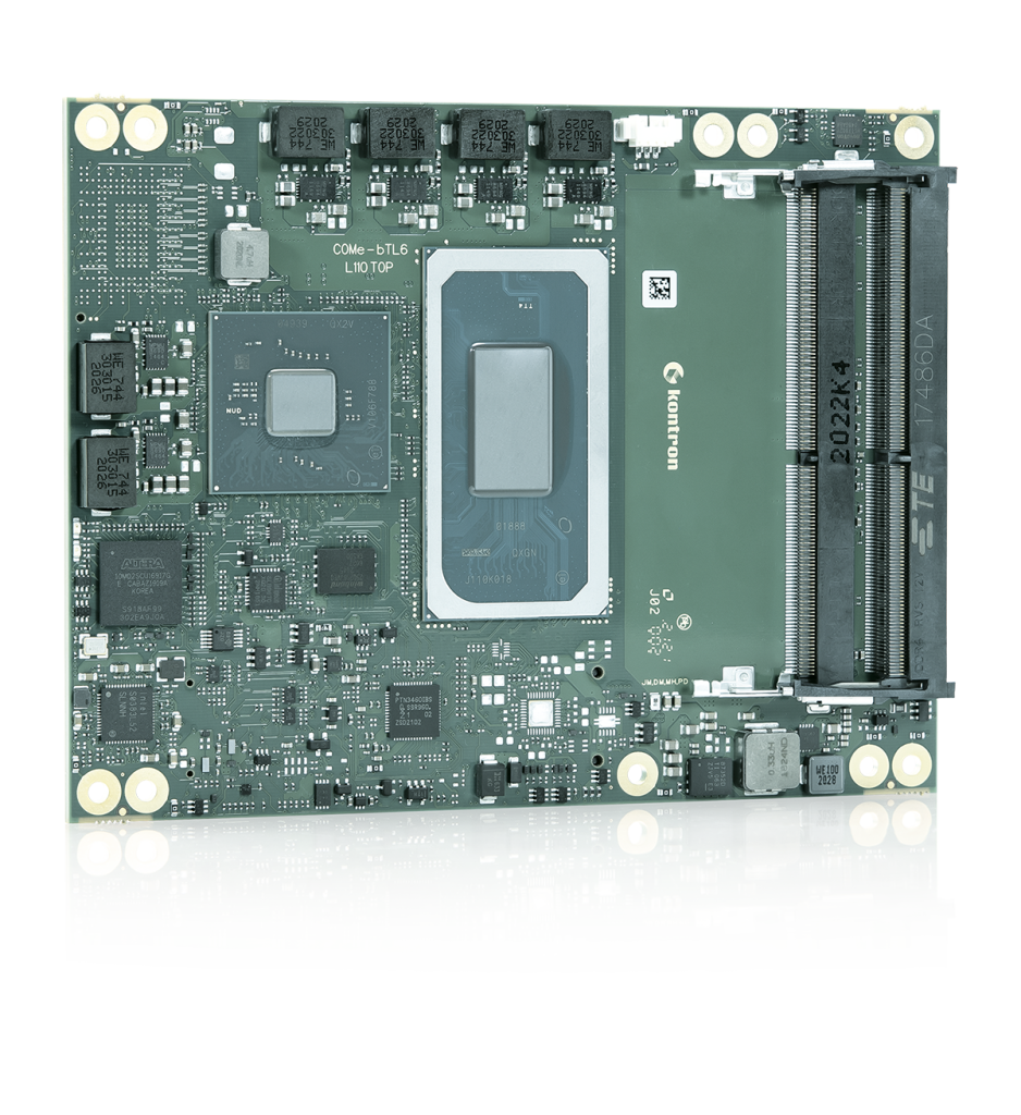  Das Com Express-Modul COMe-bTL6 eignet sich dank Intel Core-i-Prozessor der 11. 
Generation mit bis zu acht Rechenkernen besonders für High-End-Anwendungen mit hoher Bandbreite. Dabei erhält es Unterstützung durch Intel Iris Xe Graphics und Intel Deep Lear.