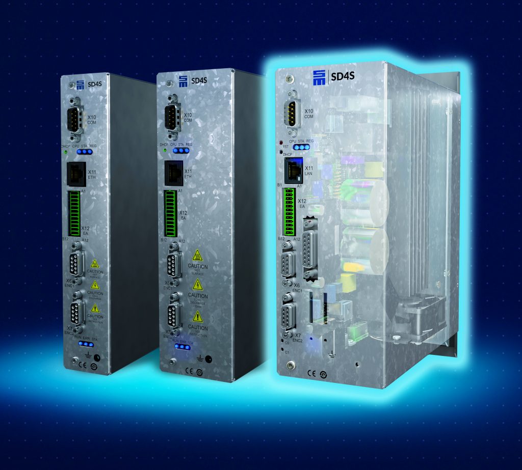 SIEB & MEYER hat seine SD4S-Produktserie um zwei 400-V-Gerätevarianten ergänzt. Mit den beiden neuen Frequenzumrichter-Modellen stehen dem Anwender wahlweise 4 KW / 8 A oder 6 KW / 12 A bei einer Bemessungsschaltfrequenz von 16 kHz zur Verfügung.
