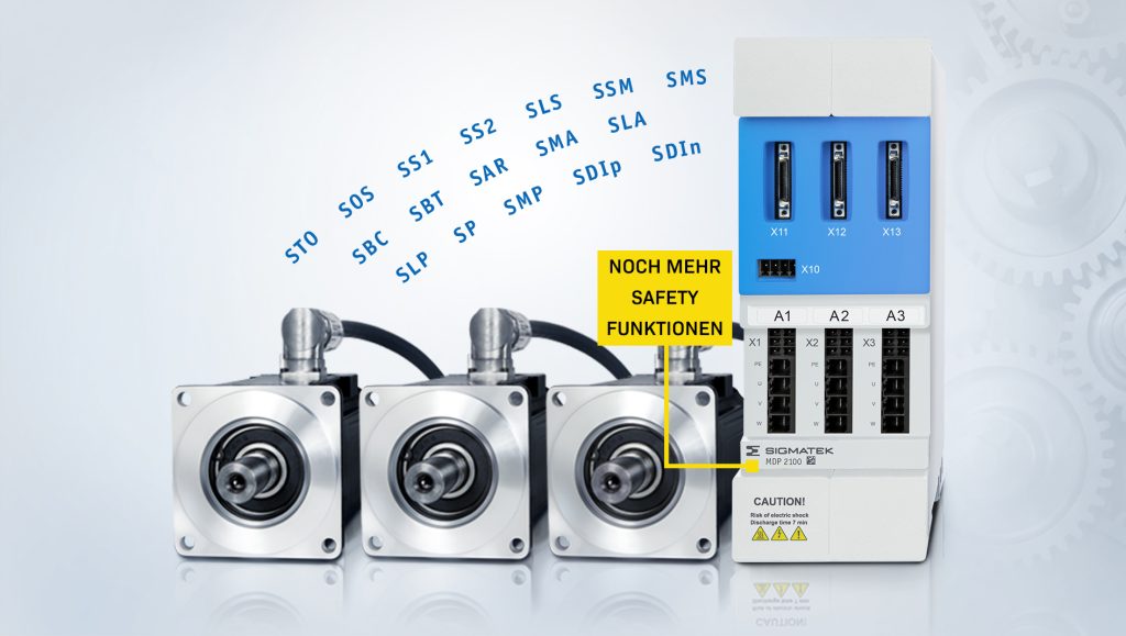 Bei kompakten Abmessungen kombiniert der Servodrive MDD 2000 
hohe Leistung mit 16 Safety-Funktionen.