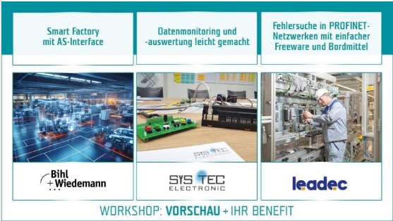 Workshop-Vorschau von Bihl+Wiedemann, Sys Tec und Leadec